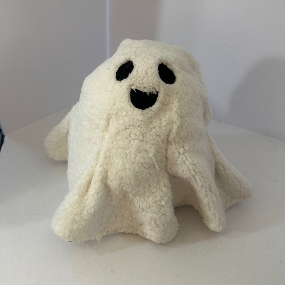 Sherpa Ghost Plush Halloween Decorative Weighted Pillow Off White Spooky Decor